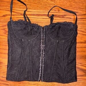 SHEIN Black Lace Detail Bustier Top